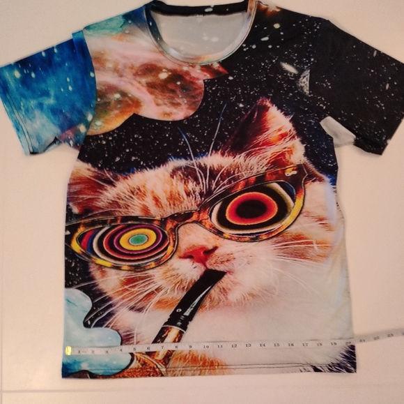 Galaxy Rainbow Space Cat T-Shirt (L) two sided print - Picture 4 of 15